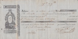 E5232 CUBA SPAIN ESPAÑA. 1857 EXCHANGE BANK CHECK NORIEGA OLMO Y Ca. - Assegni & Assegni Di Viaggio