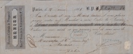 E5236 FRANCE FRANCIA. MENIER DRUG STORE PHARMACY 1865 - Cheques & Traverler's Cheques