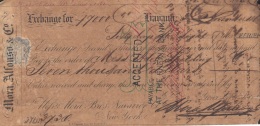 E5250 CUBA SPAIN ESPAÑA. 1863 EXCHANGE BANK CHECK MORA ALFONSO US. - Cheques & Traveler's Cheques