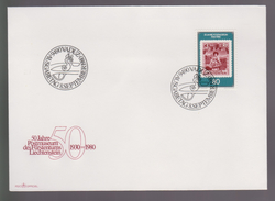B 502) Liechtenstein 1980 Mi# 750 FDC: Postmuseum Vaduz Marke MiNr. 94 Winzerin Wein, Briefmarke Auf Briefmarke - Vins & Alcools