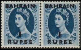 BAHRAIN 1953. Queen Elisabeth 1R OVPT:BAHRAIN PAIR [Aufdruck,surimprimé,sobreimpreso,soprastampato,opdruk] - Bahreïn (...-1965)