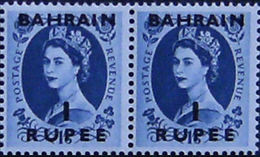 BAHRAIN 1957. Queen Elizabeth 1R OVPT:BAHRAIN PAIR [Aufdruck,surimprimé,sobreimpreso,soprastampato,opdruk] - Bahrein (...-1965)