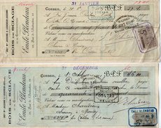VP9122 -  2 Lettres De Change - Bois De Sciage Emile BLONDEAU à CORBEIL - Bills Of Exchange