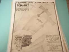 ANCIENNE PUBLICITE MOTEUR AVION RENAULT 1927 - Pubblicità