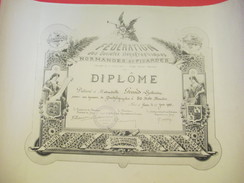 Diplôme/Dactylographie/40 Mots Minutes/Fédération Des Soc. Sténographiques Normandes Et Picardes/GRAND/Rouen/1938 DIP182 - Diplômes & Bulletins Scolaires