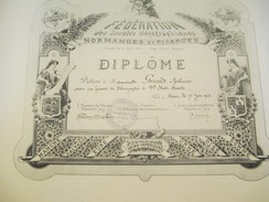 Diplôme/Sténographie/110 Mots Minutes/Fédération Des Soc. Sténographiques Normandes Et Picardes/GRAND/Rouen/1938  DIP183 - Diplome Und Schulzeugnisse