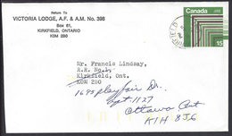 CANADA - 1961 - Enveloppe Entier Postal 15 Ct " Loge Maçonnique Nord Américaine " De Kirkfield Vers Ottawa - - 1953-.... Reign Of Elizabeth II