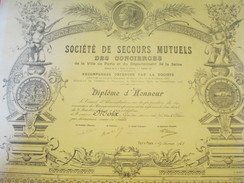 Diplôme/Honneur/Société Secours Mutuels Concierges De La Ville De Paris Et Du Département De La Seine/MOIX/1921   DIP189 - Diplomas Y Calificaciones Escolares