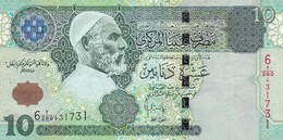 LIBYA 10 DINARS ND 2004 P-70 F-VF - Libië