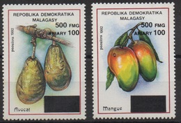 Madagascar Madagaskar 1998/1999 Avocat Mangue Fruits Früchte Surchargé Aufdruck Overprinted - Madagaskar (1960-...)