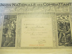 Diplôme/Médaille De Bronze/Union Nationale Des Combattants/LEDAIN/Section Pont Audemer/Eure/1936 DIP195 - Diploma's En Schoolrapporten