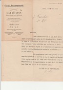 FACTURE  GAZ ET ELECTRICITE - COMPAGNIE DU GAZ DE LYON  ANNEE 1922 - Elektrizität & Gas