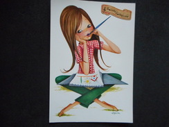Delcampe - CP - SAINTE CATHERINE - Jeune Fille Artiste Peintre - Illustrateur SYLVIA - St. Catherine