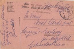 55944- WW1 WAR FIELD POSTCARD, CENSORED INFANTRY BATTALION 1/63, POST OFFICE NR 382, 1917, HUNGARY - Lettres & Documents