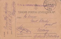 55965- WW1 WAR FIELD POSTCARD, CENSORED INFANTRY BATTALION 1/63, POST OFFICE NR 294, 1917, HUNGARY - Covers & Documents