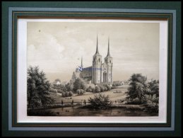 ROSKILDE (Roeskilde Domkirke), Die Domkirche, Lithographie Mit Tonplatte Von Alexander Nay Bei Emil Baerentzen, 1856, Mi - Lithographien