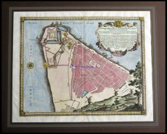 HELSINGØR, Sehr Dekoratiber Grundrißplan Der Stadt Und Der Festung Cronenburg - Auf Dem Öresund - Schl - Lithographien