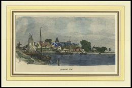 WIEK In MECKLENBURG, Gesamtansicht, Kolorierter Holzstich Von G. Schönleber Von 1881 - Lithographies