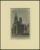 STUTTGART: Die Stiftskirche Und Das Schillerdenkmal, Kolorierter Holzstich Um 1880 - Lithographies