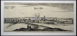 SCHÖNEBECK Bei Magdeburg, Stadtteil Salza, Gesamtansicht, Kupferstich Von Merian Um 1645 - Lithographies