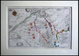 SANDERSHAUSEN, Plan Der Schlacht Vom 23.7.1758, Altkolorierter Kupferstich Von Ben Jochai Bei Raspische Buchhandlung 176 - Lithographies