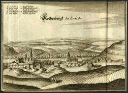 ROTHENBURG Auf D. SAALE, Gesamtansicht, Kupferstich Von Merian Um 1645 - Lithographies