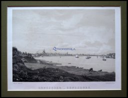 RENDSBURG, Gesamtansicht Mit Blick über Die Eider, Lithographie Mit Tonplatte Von Alexander Nay Nach J. Hellesen Be - Lithographies