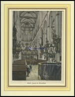 LÜBECK: Das Innere Der Marienkirche, Kolorierter Holzstich Von G. Schönleber Von 1881 - Lithographies