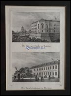 LEIPZIG: Die Bürgerschule U.die Kunstakademie In Dresden A.einem Blatt, Lithographie Aus Saxonia Um 1840 - Lithographies