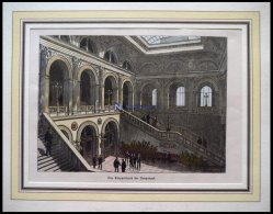 BERLIN: Das Treppenhaus Der Reichsbank, Kolorierter Holzstich Um 1880 - Lithographies