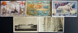 ALTE POSTKARTEN - SCHIFFE BIS 1949 5 Verschiedene Karten, U.a. The Fleet`s To London, Hands Across The Sea - Sonstige & Ohne Zuordnung