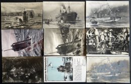 ALTE POSTKARTEN - SCHIFFE KAISERL. MARINE BIS 1918 U-Boote, 9 Verschiedene Karten - Guerre