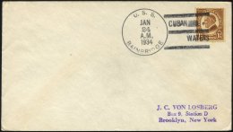 FELDPOST 1934, Militärbrief Mit K1 Vom US-Kriegsschiff U.S.S. BAINBRIDGE Aus Den Gewässern Vor Kuba CUBAN WATE - Used Stamps