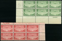 USA 400/1 **, Scott C21/2, 1937, Manila-Hongkong In Sechserblocks Mit Plattennummer, Prachtsatz - Oblitérés