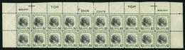 USA 440b **, Scott 833, 1943, 2 $ Grün/schwarz Harding Im 20er-Block Vom Oberrand Mit 2 Plattennummern, Pracht, $ 4 - Used Stamps