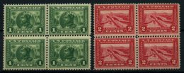 USA 203/4A VB **, Scott 397/8, 1913, 1 Und 2 C. Pannama-Pacific-Ausstellung, Gezähnt L 12, In Postfrischen Viererbl - Used Stamps