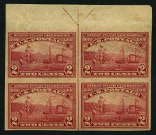 USA 177B VB **,* , Scott 373, 1909, 2 C. Entdeckung Und Dampfschiffahrt Auf Dem Hudson, Ungezähnt, 2 Oberrandst&uum - Used Stamps