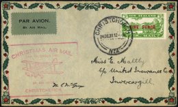 NEUSEELAND 184931122495 BRIEF, 24.12.1931, 5 P. Auf Weihnachtssonderflug CHRISTCHURCH-INERCARGILL, Weihnachtsbrief Mit P - Autres & Non Classés