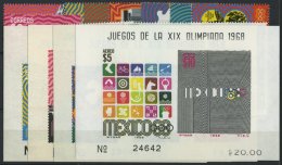 MEXIKO 1282-Bl. 18 **, 1968, Olympische Spiele, Komplette Garnitur, Pracht, Mi. 87.- - Mexique