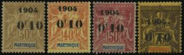 MARTINIQUE 50-53 *, 1904, 0f10 Auf 30 C. - 0f10 Auf 75 C., Falzreste, 4 Werte Meist Pracht, Mi. 100.- - Sonstige & Ohne Zuordnung