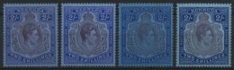 BERMUDA-INSELN 111a-c *, 1938-43, 2 Sh., Gezähnt 14, 4 Verschiedene Werte, Falzrest, Pracht - Bermuda