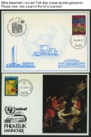 UNO - WIEN 1980-84, 75 Meist Verschiedene Weiße- Und Erinnerungskarten (1980 2x Komplett), Pracht - Other & Unclassified