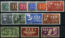 SCHWEIZ BUNDESPOST 447-59 **, 1945, PAX, Prachtsatz, Mi. 450.- - Used Stamps