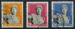 SCHWEIZ BUNDESPOST 428-30y O, 1944, Olympische Spiele, Kürzere Fasern, üblich Gezähnter Prachtsatz, Mi. 1 - Used Stamps