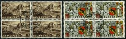 SCHWEIZ BUNDESPOST 386,398 VB O, 1941, Nationales Anbauwerk Und 750 Jahre Bern, Je Im Viererblock Mit Zentrischem Erstta - Used Stamps