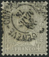SCHWEIZ BUNDESPOST 34 O, 1867, 40 C. Grau, üblich Gezähnt, Pracht, Mi. 140.- - Used Stamps
