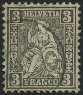 SCHWEIZ BUNDESPOST 21a O, 1862, 3 C. Grauschwarz, Pracht, Mi. 130.- - Used Stamps