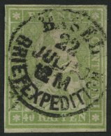 SCHWEIZ BUNDESPOST 17IIAyr O, 1855, 40 Rp. Gelblichgrün, Braunroter Seidenfaden, Berner Druck II, (Zst. 26C), Allse - Other & Unclassified