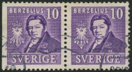 SCHWEDEN 272DI/B O, 1939, 10 Ö. Dr. Berzelius Im Waagerechten Paar, Dreiseitig Und Vierseitig Gezähnt, üb - Gebraucht