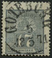 SCHWEDEN 15b O, 1869, 17 Ö. Grau, Oben Links Eckbug Sonst Pracht, Fotoattest Obermüller, Mi. 800.- - Other & Unclassified